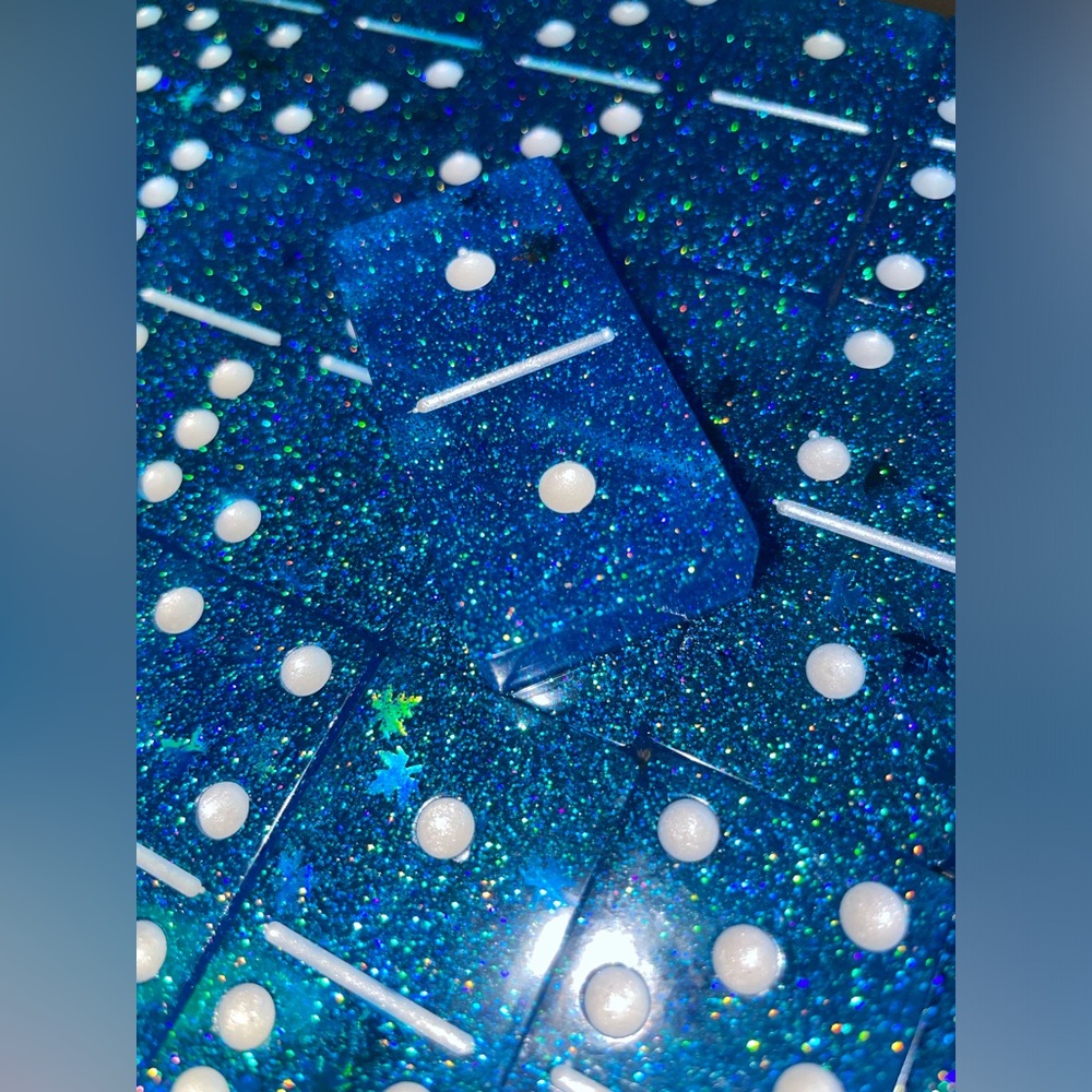 Blue Autumn Dominoes W/ White Dots